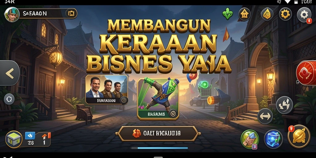 Screenshot menampilkan aktivitas membangun kerajaan bisnis di 34R.