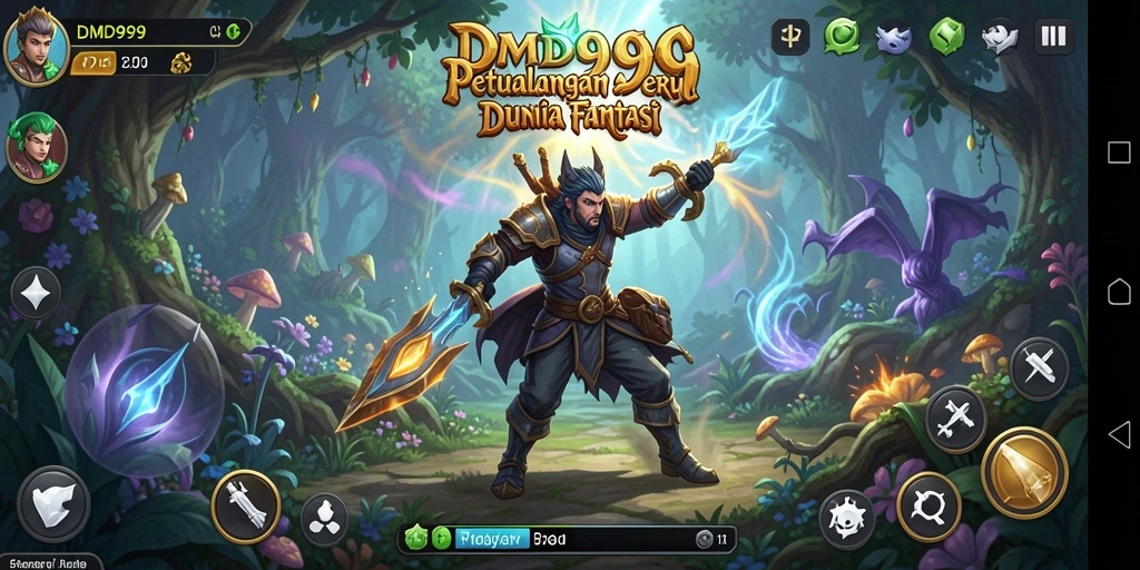 Screenshot DMD999 menampilkan aksi seru berpetualang di dunia fantasi.