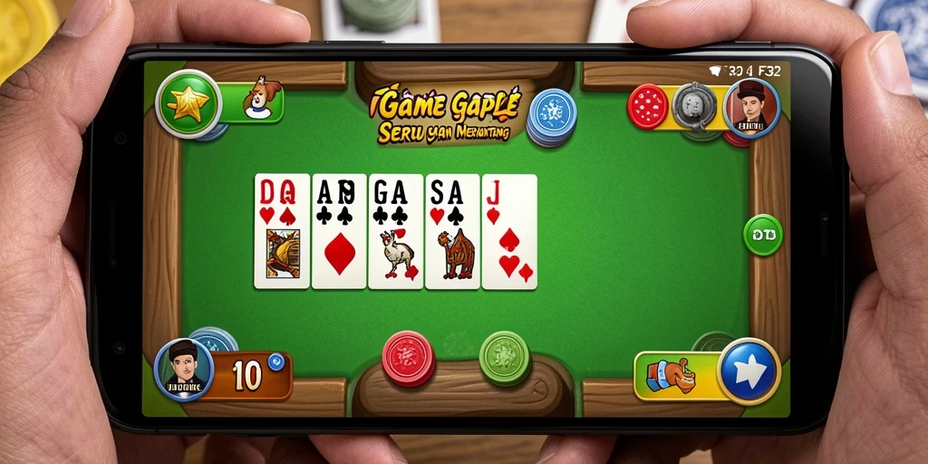 Screenshot gameplay F32 menampilkan momen seru permainan Gaple.