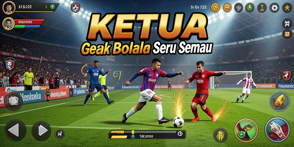Tampilan gameplay KETUA yang intens di lapangan sepak bola.