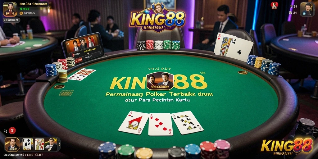 Tampilan gameplay poker yang mendebarkan dan interaktif.