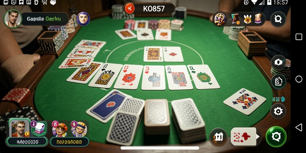 Tangkapan layar gameplay KO857 dengan suasana permainan Gaple yang seru.