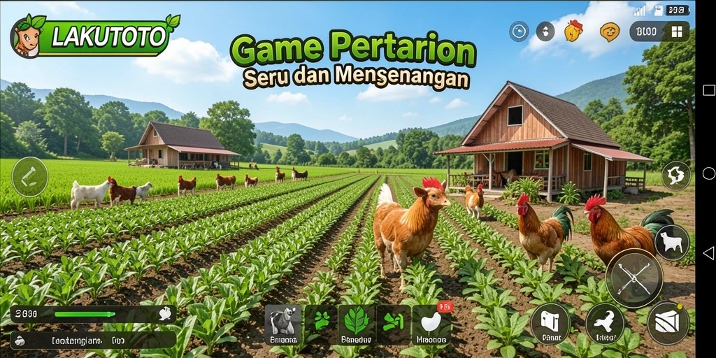 Tampilan screenshot utama LAKUTOTO menampilkan aktivitas berkebun yang seru.