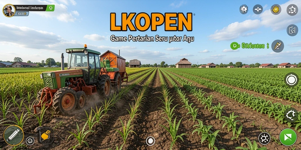 Tangkapan layar utama LKOPEN menampilkan pengalaman bertani yang seru dan interaktif.