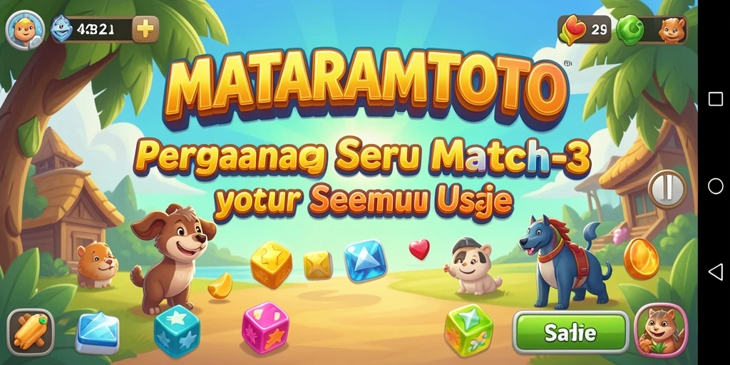 Tangkapan layar menampilkan gameplay seru permainan Match-3.