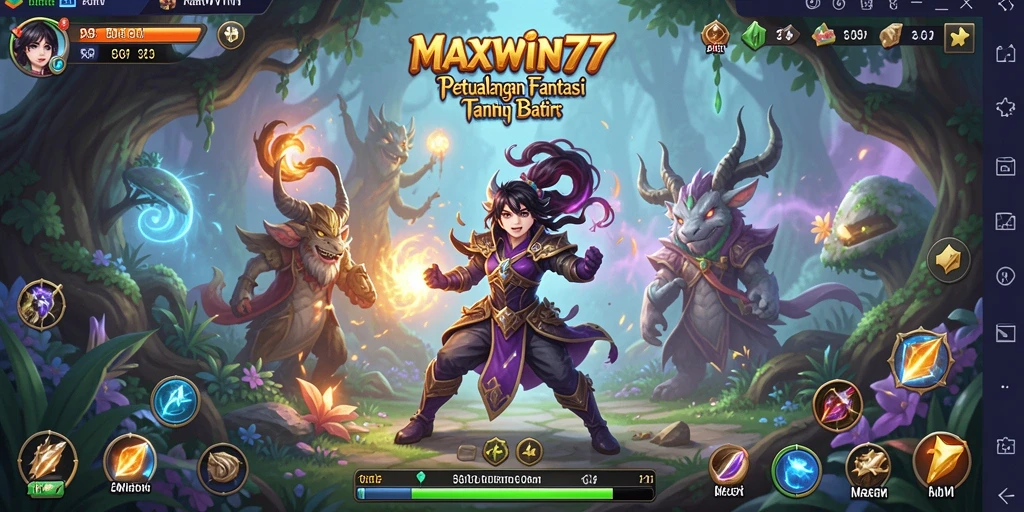 Tampilan gameplay intesifikasi pertempuran RPG dalam MAXWIN77.